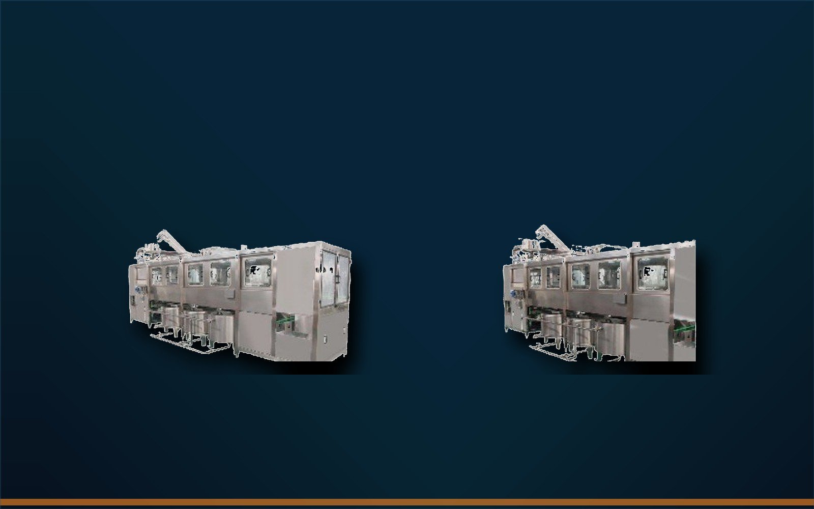 3 gallon and 5 gallon barrel water filling line equipment on deep navy background