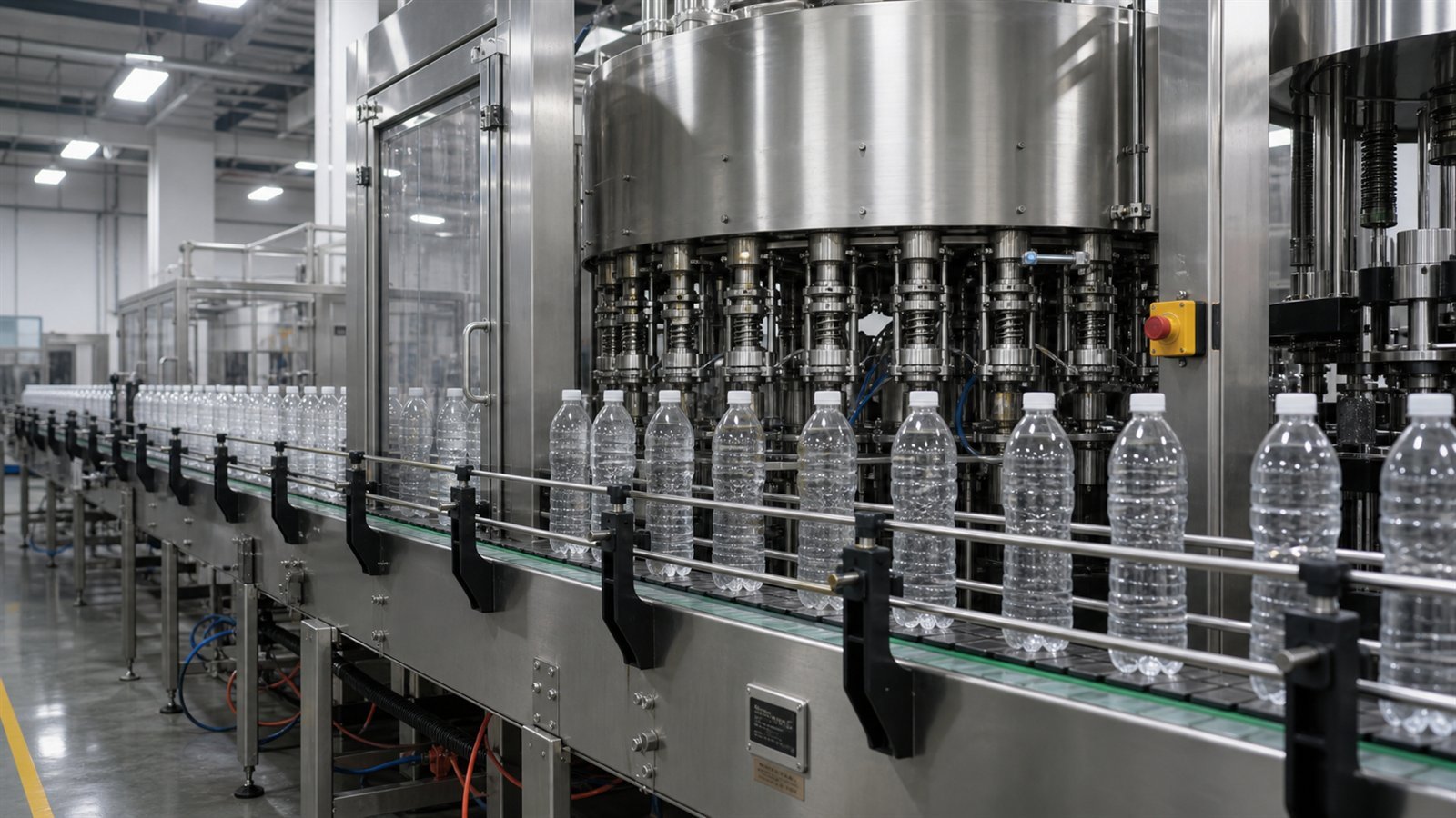 Automatic bottled water filling line with stainless steel rinsing filling and capping machine