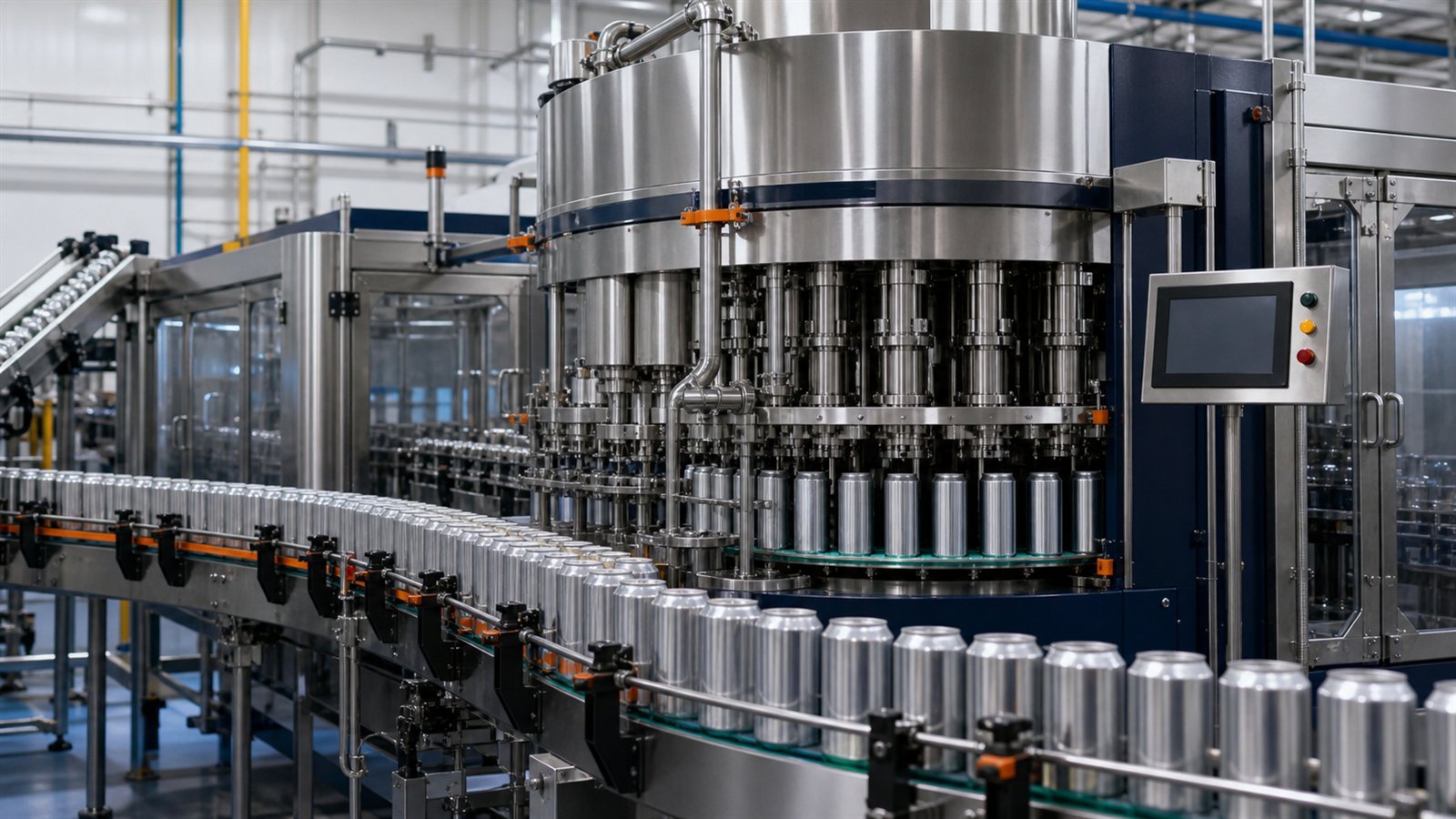Carbonated drink aluminum can filling and seaming line