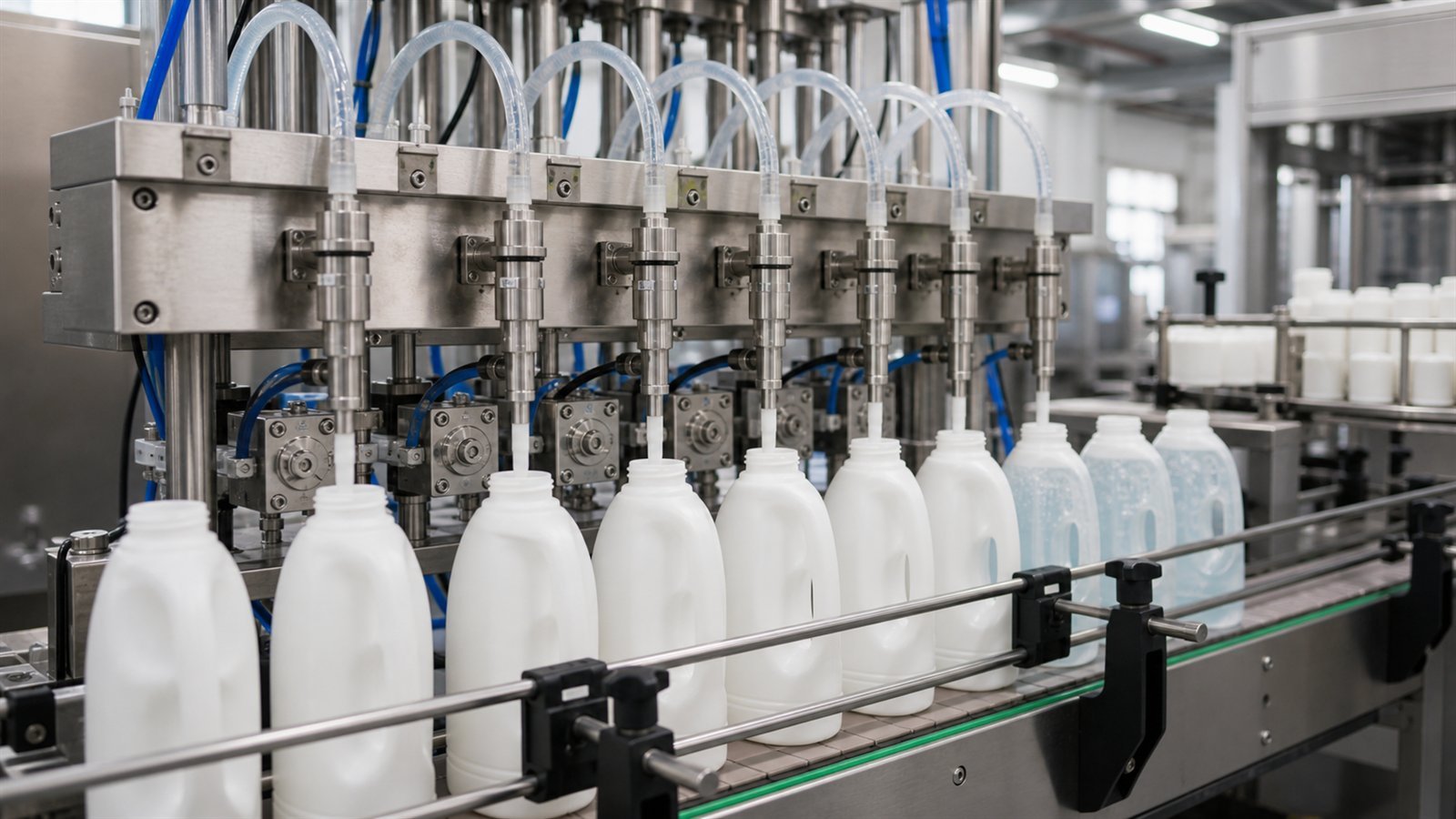 Detergent and daily chemical liquid filling machine for plastic bottles