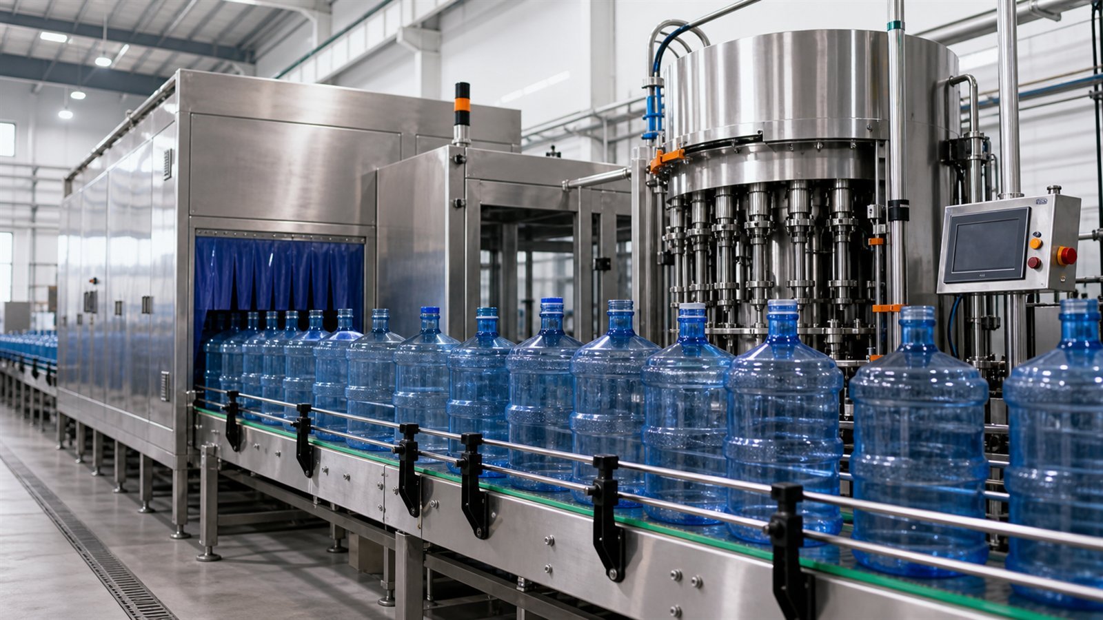 Five gallon water filling line for large bottled drinking water production