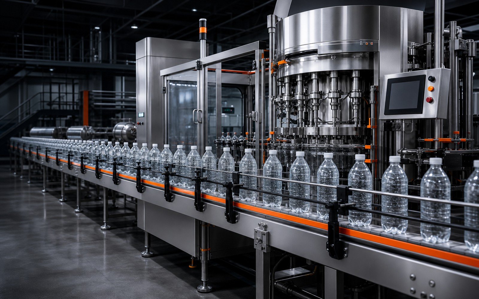Carbonated Drink Filling Line Clean carbonated drink filling line without text or logo