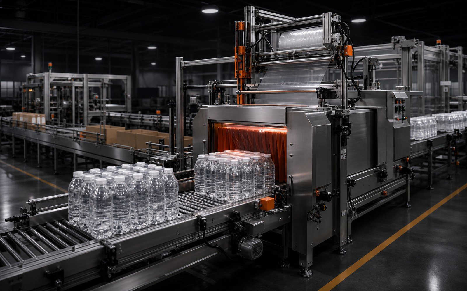 Clean shrink wrapping and carton packing machine