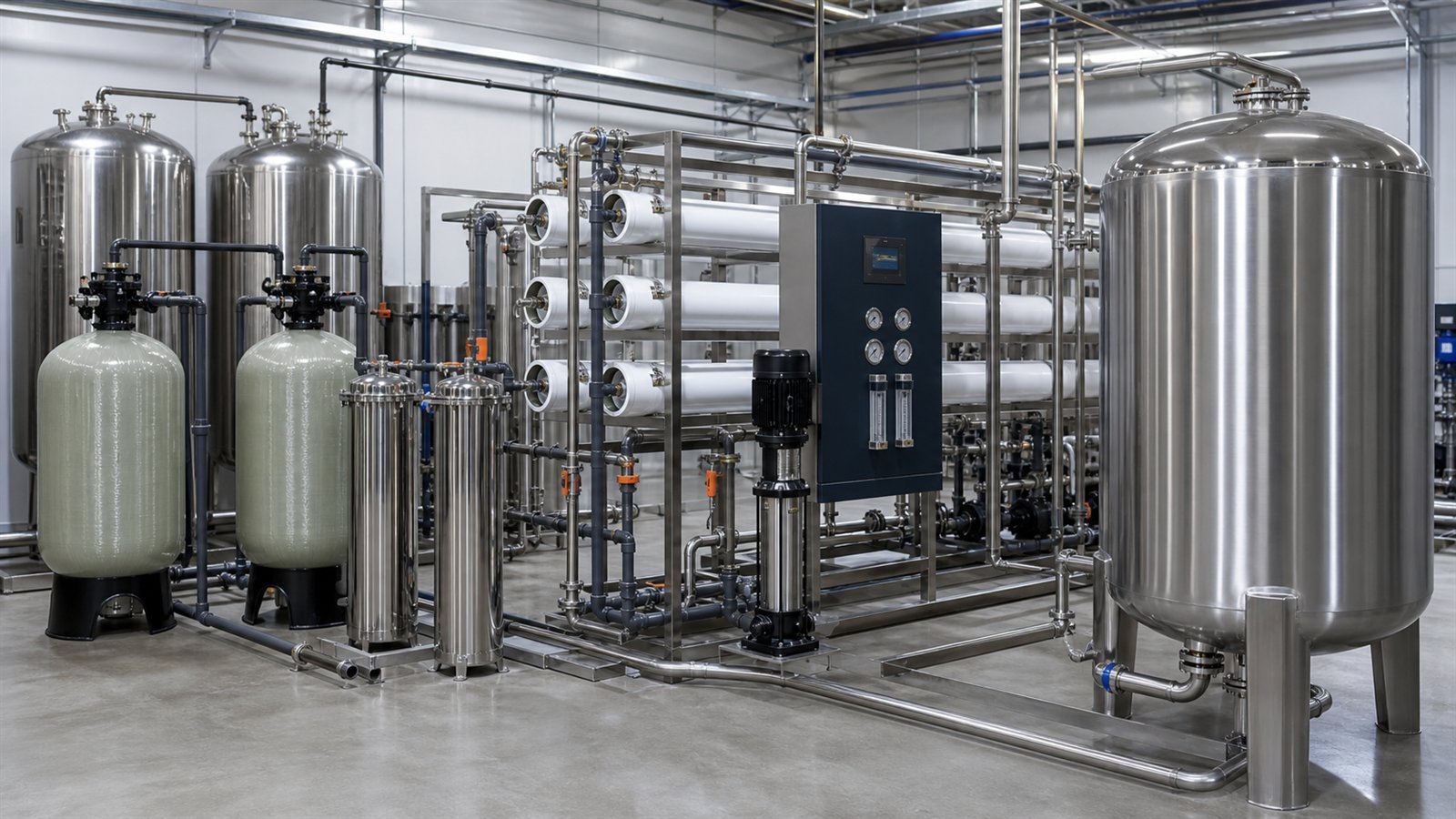 RO water treatment and filtration system for beverage factory