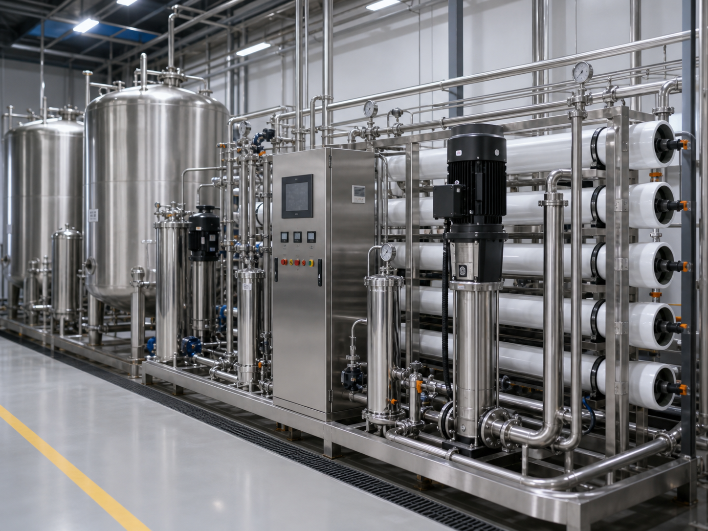 Industrial RO water treatment system for beverage production